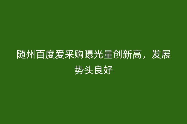隨州百度愛(ài)采購(gòu)曝光量創(chuàng)新高，發(fā)展勢(shì)頭良好